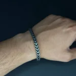 دستبند مردانه سیاه قلم استیل
