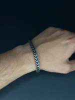 دستبند مردانه سیاه قلم استیل